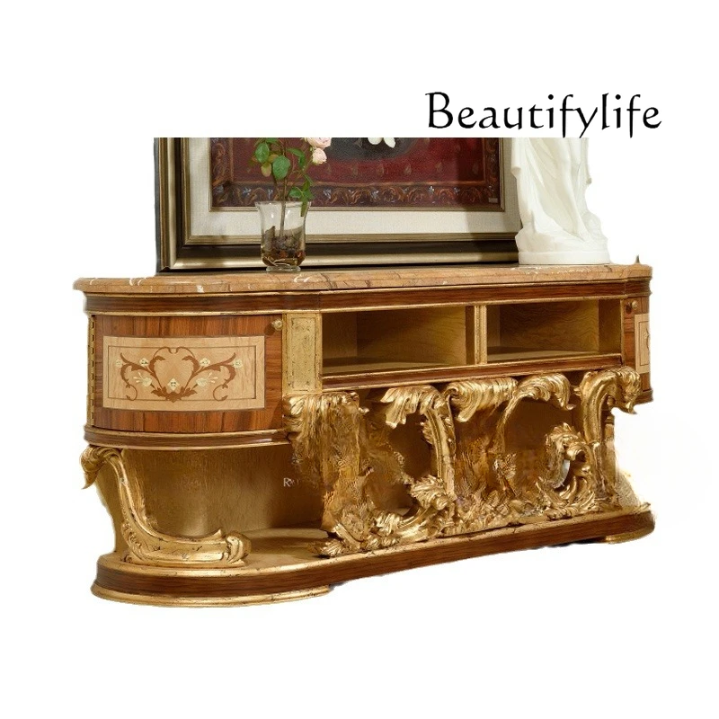 

New Chinese classical TV cabinet large apartment living room luxury solid wood carving flower furniture designer