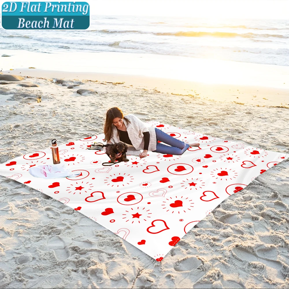 1-Piece Set, Summer Outdoor Beach Mat, Includes 4 Ground Stakes, Unique Printed Design, Fade-Resistant, Lightweight, Quick-Drying, Easy to Carry, Windproof and Sandproof, Fashionable and Trendy Outdoor Activity Decoration, Suitable for Beach, Camping, Picnics, Parties