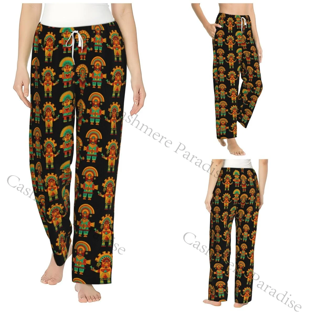 

Inca Ceremonial Sculptures Women Sleep Pants Warm Flannel Lounge Pants for Winter Nights