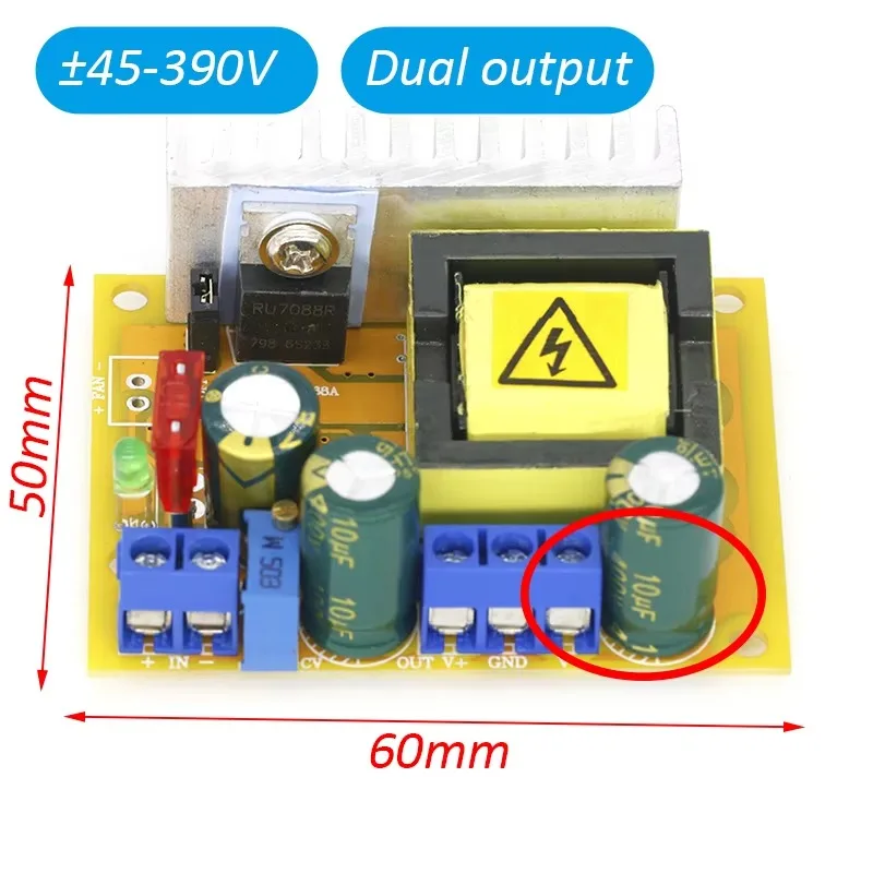 8-32V to 45-390V DC-DC Boost Converter Step Up Power Supply Module High Voltage ZVS Capacitor Charging Board