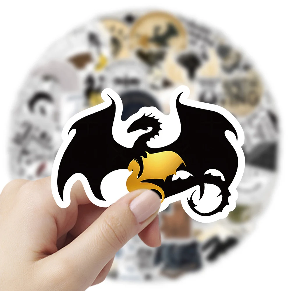 

10/30/50/100pcs Cool Dragon Fourth Wing Stickers Fantasy Novel Decals for Motorcycle Phone Guitar Waterproof Kid DIY Sticker Toy