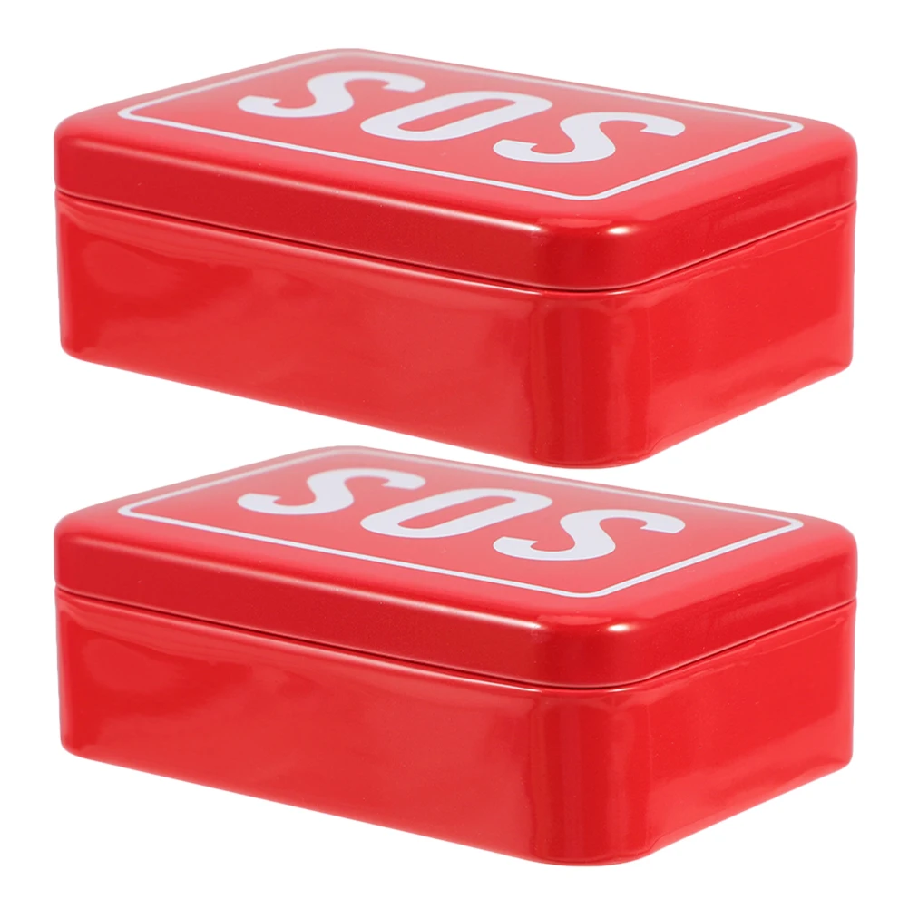 

2pcs Survival Organizer Empty Emergency Small Outdoor Box Decorative Case Shockproof Box For Medicine Storage Bag Student Camp