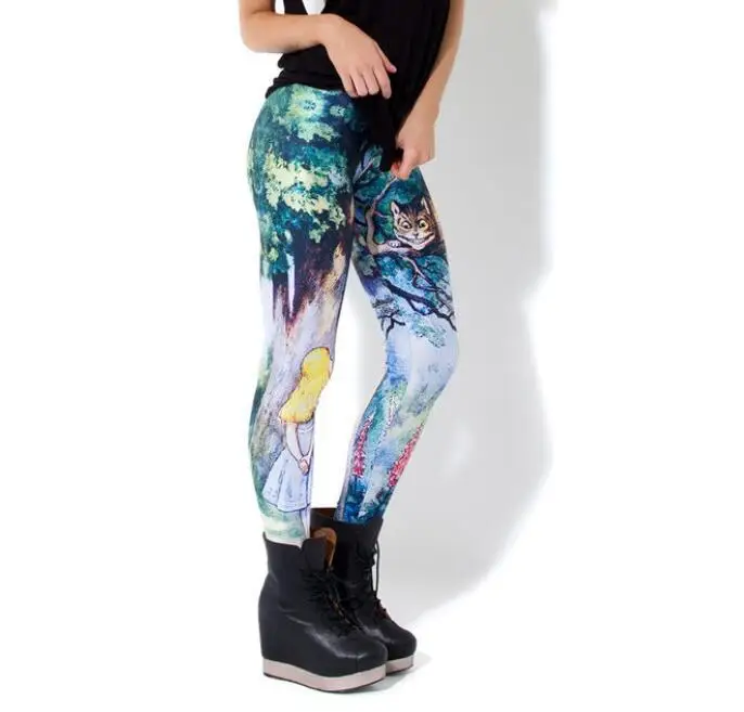 Women leggings Alice with Cheshire cat printed Casual slim legging One Size