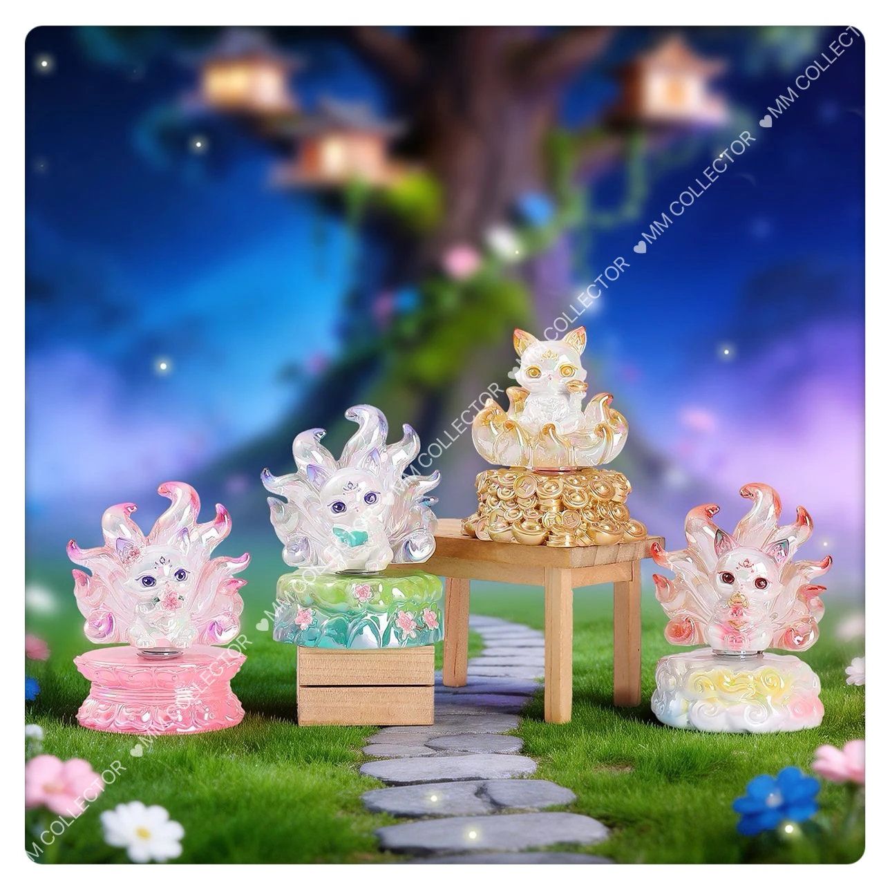 Rotatable Dream Traveling Mountains and Seas Spirit Fox Chinese Style Blind Box Colorful Resin Figure Transfer Good Luck For You view 6
