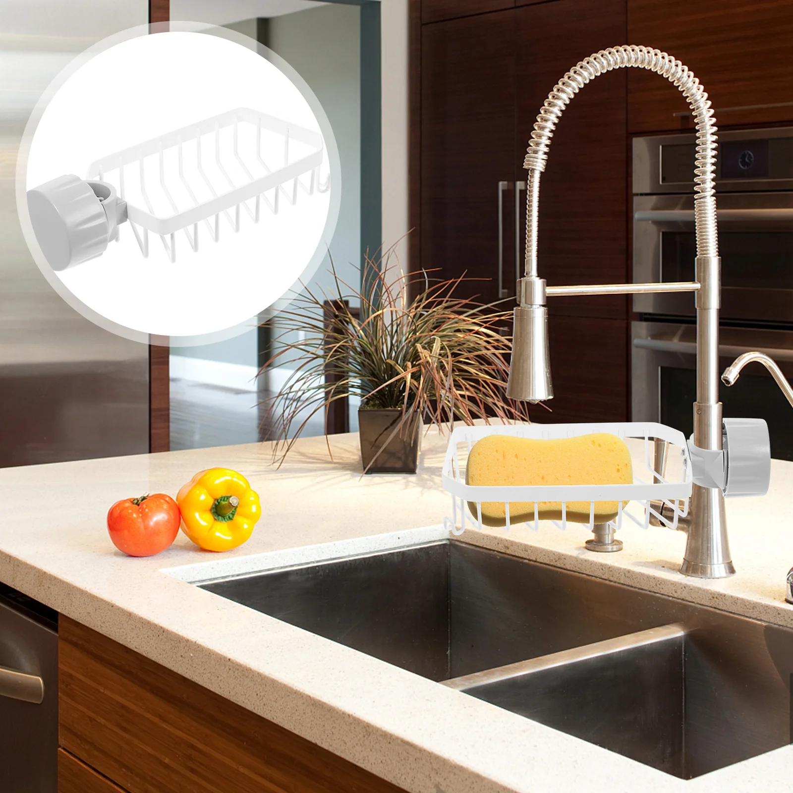 

Kitchen Sponge Holder Stainless Steel ABS Faucet Rack Drainage Kitchen Storage Rack Multifunctional Dishcloth Sponge