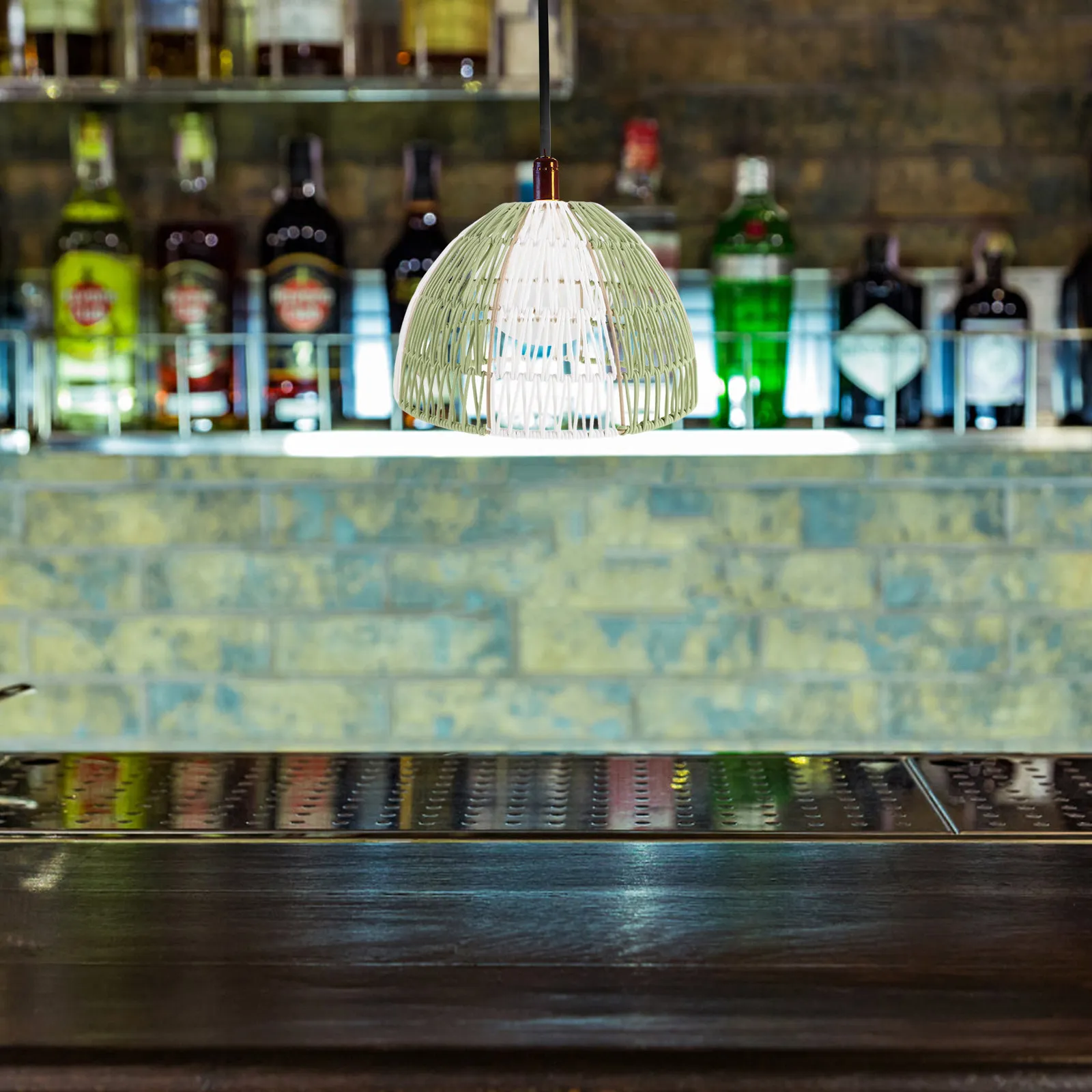 

Handwoven Imitation Rattan Lampshade Bohemian Pendant Basket Lamp Shade Decorative Ceiling Lampshade for Living Room Bedroom