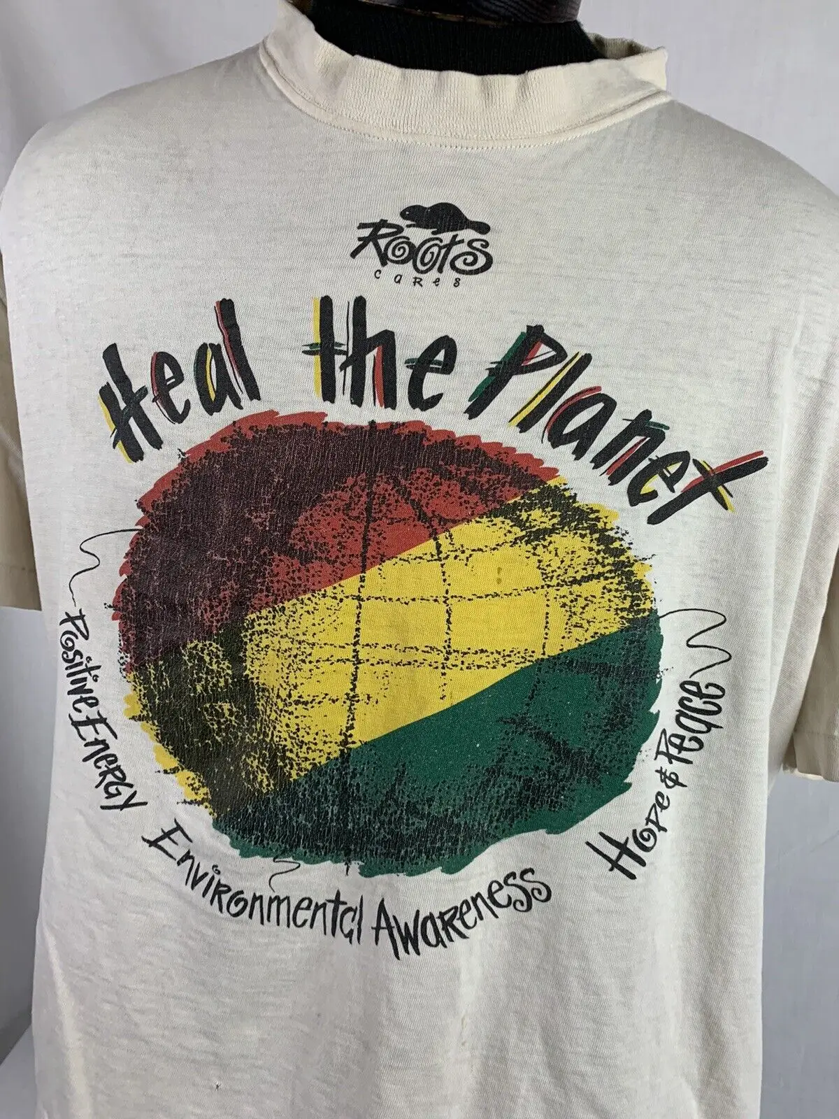 

Vintage Roots T Shirt Single Stitch Canada Heal The Planet Hip Hop BOXY 90s XL