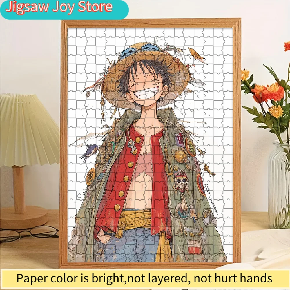

Anime One Piece Monkey D. Luffy Smiling Decorated Coat Watercolor Art Paper Puzzle, Creative Home Decor Gift For Anime Enthusias