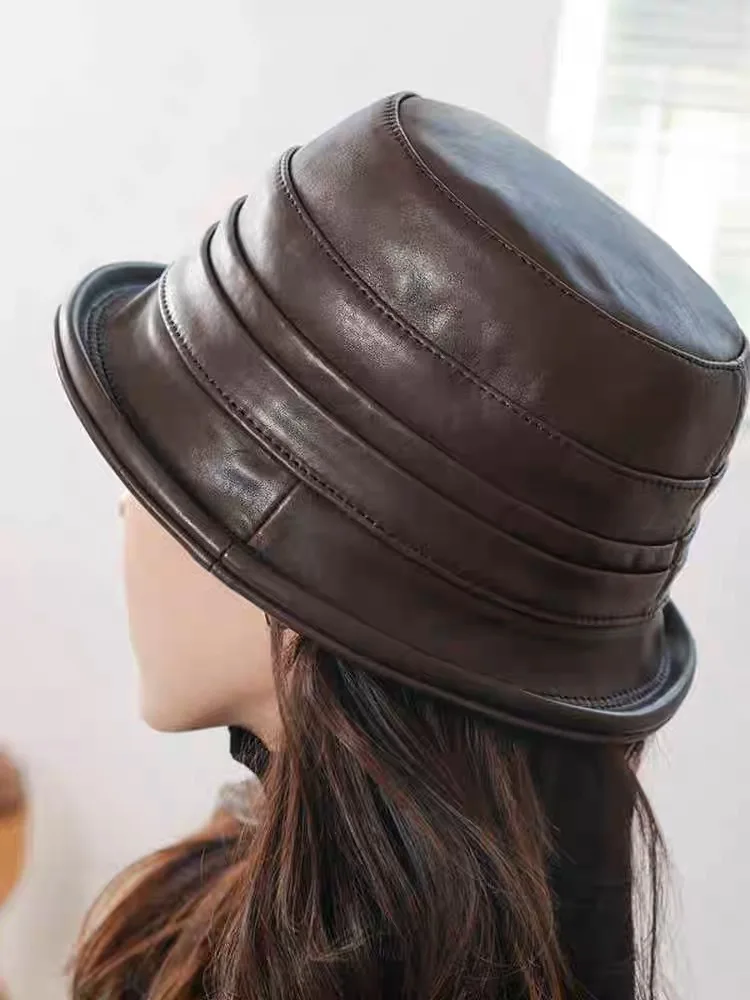 

Весенне-зимние черные рыбацкие шляпы на плоской подошве из натуральной кожи для женщин и мужчин, повседневная шляпа для рыбалки, кепки для бассейна, мужская уличная одежда, ведро Gorra