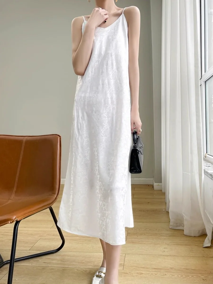 Jupe longue en Satin de soie imprimé V-Ne Strapl Dr, pour les déplacements d'été, sans manches, pour la plage, Vaion, voyage, acétate faionable