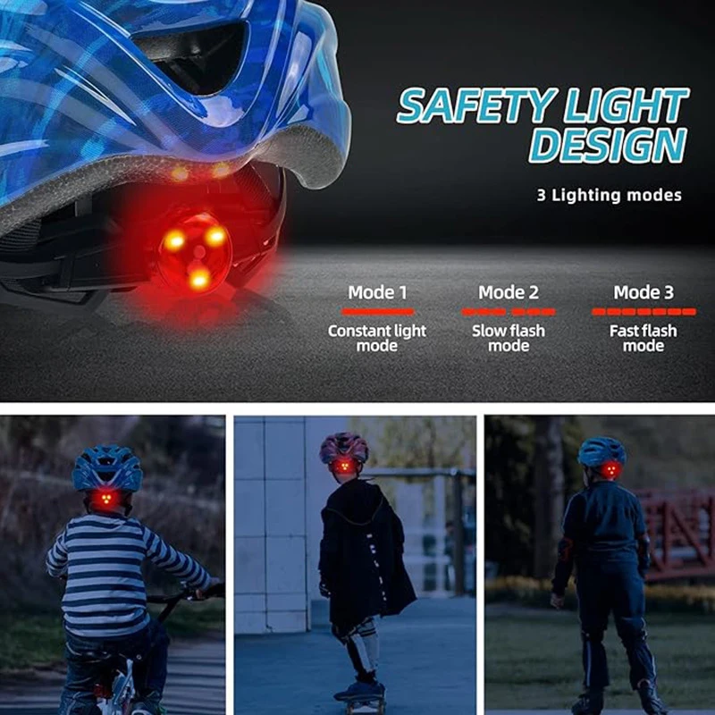 Exclusky Kids Bicycle LED Light  Helmet Outdoor Sports Helmets Skateboarding Roller Skating Rock Climbing Head Protection cap