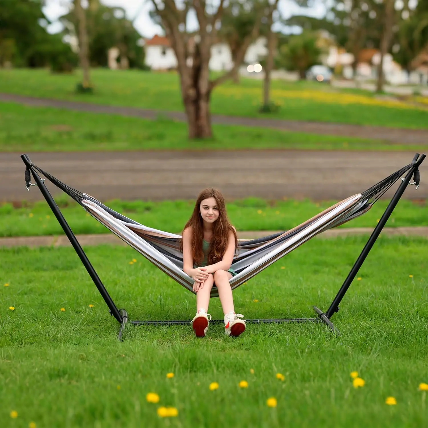 Double Hammock with Stand Included 450lb Capacity Steel Stand, Premium Carry Bag Included and Two Anti Roll Balance Beam, Portab - view 6