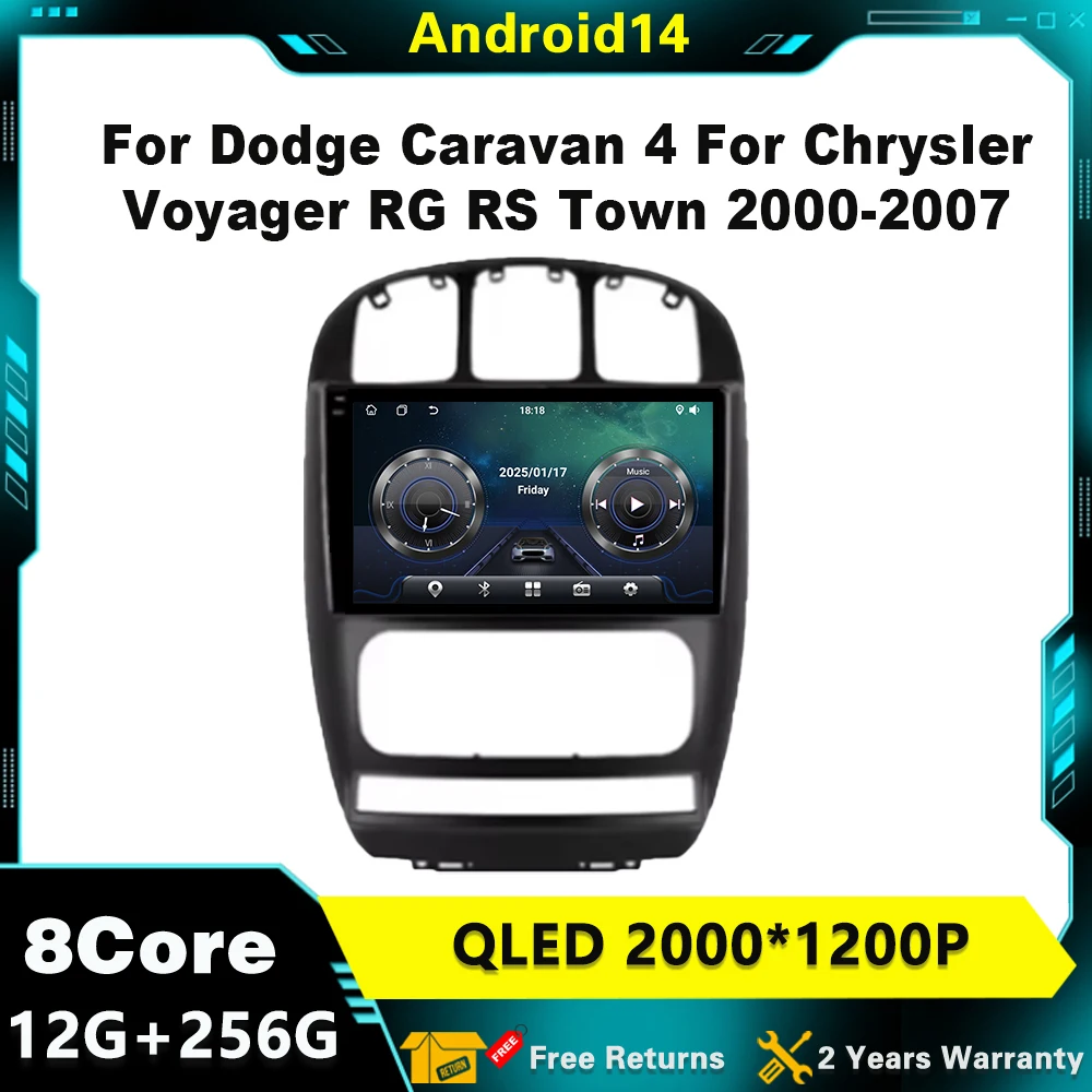 

For Dodge Caravan 4 For Chrysler Voyager RG RS Town 2000-2007 Android 14Car Radio Multimedia Video Player Navigation GPS 4G DSP