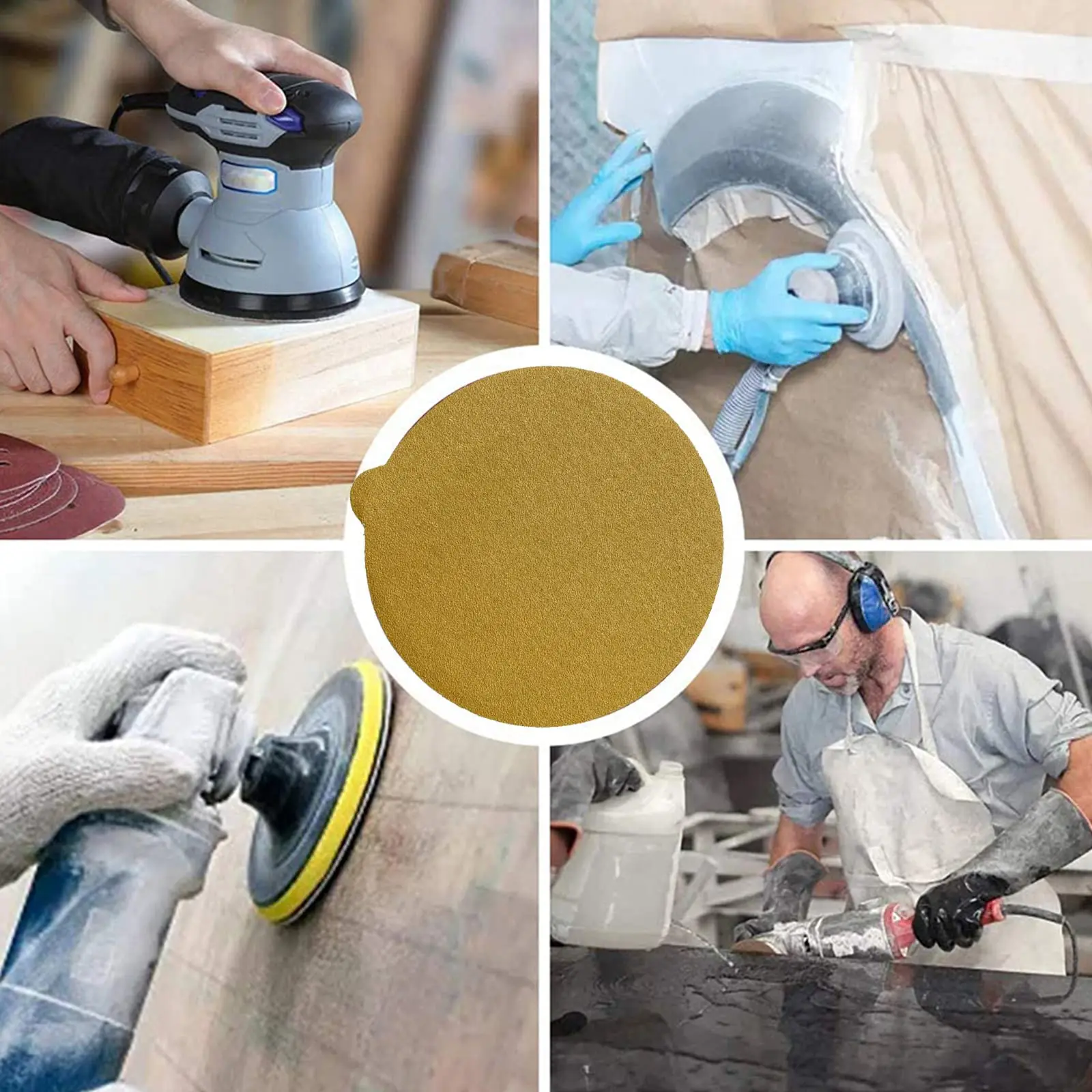 6 Inch Sanding Discs Assorted Grit Sticky Back Sandpaper Round Self Adhesive Sand Paper for Woodworking Metal Painting