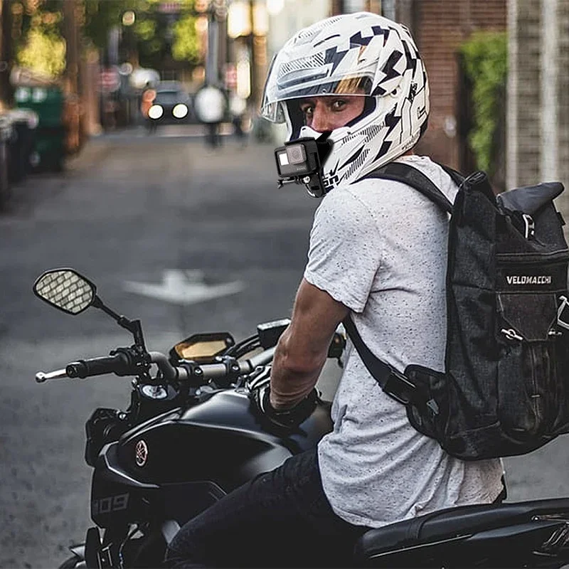 Motorcycle Helmet Strap Mount Front Chin Stand Holder For GoPro Hero 12 1110 9 8 DJI Insta360 Action Camera Holder Accessories