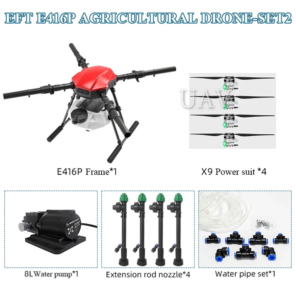 Nieuwe Ft E 416P 4 As 16l Borstel/Borstelloze Spuiten Cardanische Systeem Opvouwbare Quadcopter Landbouw Drone Met Hobbywing X9 Motor