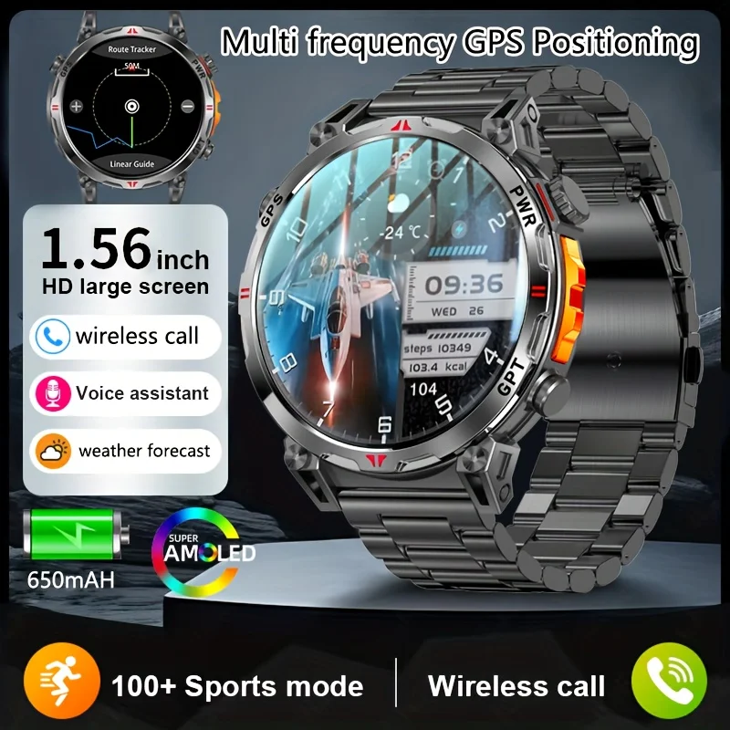 

Military GPS Sports Smartwatch Tactical Version Men 650mAh Battery 3ATM Waterproof Heart Rate Blood Pressure Fitness Smart Watc