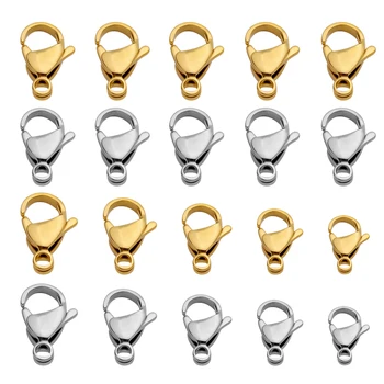 20-40 قطعة الفولاذ المقاوم للصدأ مطلية بالذهب مشبك قفل مخلب المشبك لسوار قلادة سلسلة Diy بها بنفسك صنع المجوهرات النتائج لوازم