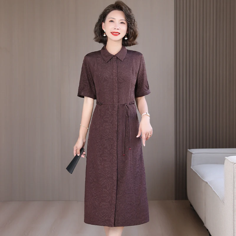 Verano estilo chino seda Jacquard Midi Sundress 2025 mujeres Boho moda Casual bordado Vestido elegante lujo Festival Vestido