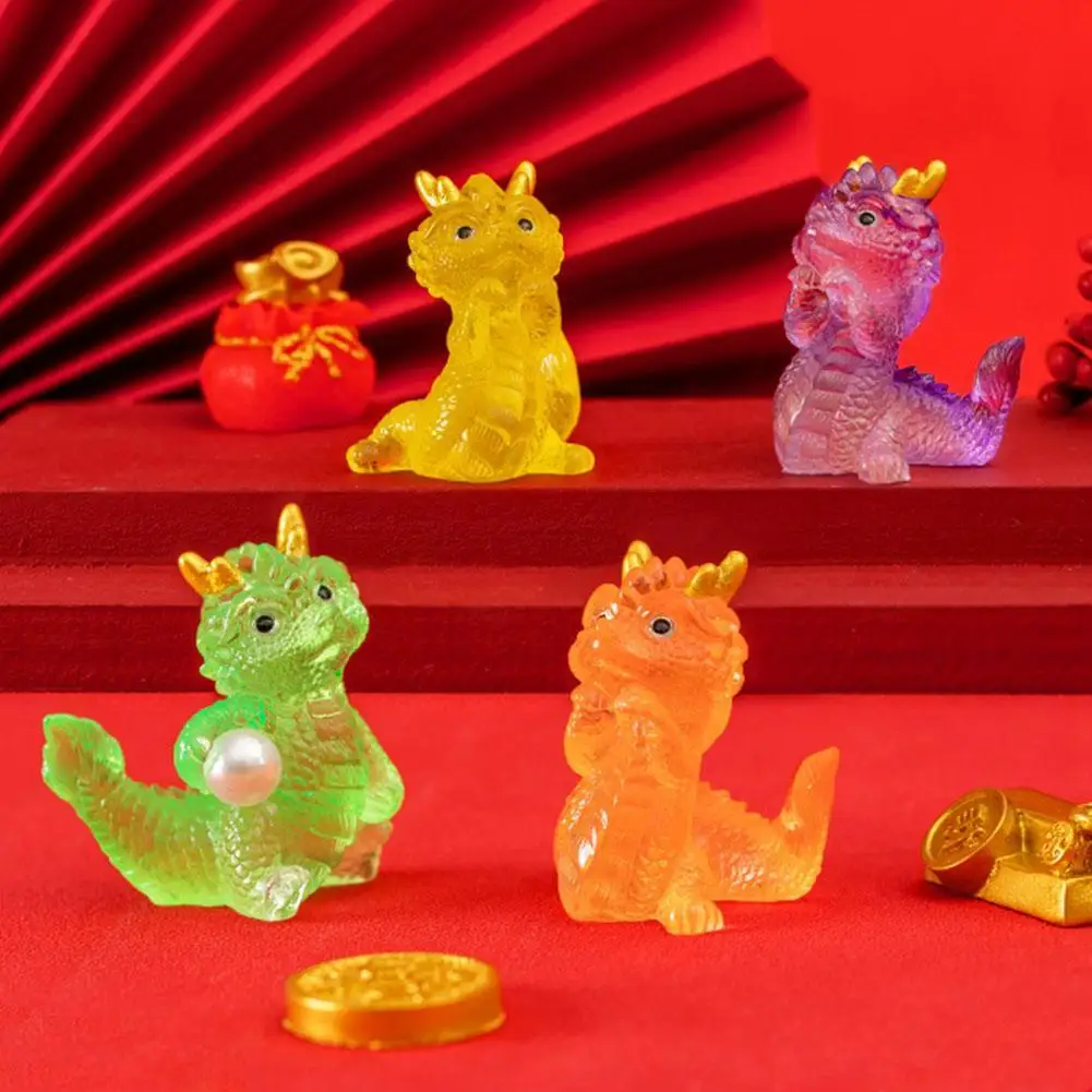 1PC Transparent Resin Miniature Dragon Ornaments Cute Ornaments Landscape Micro Dragon 3D Figurines Decoration Miniatures U9D2