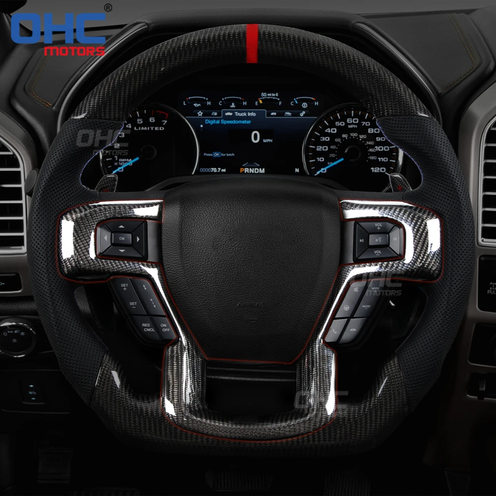 Real Carbon Fiber Steering Wheel Bottom Trim For Ford Ranger Raptor F150 Accessories ohc motors