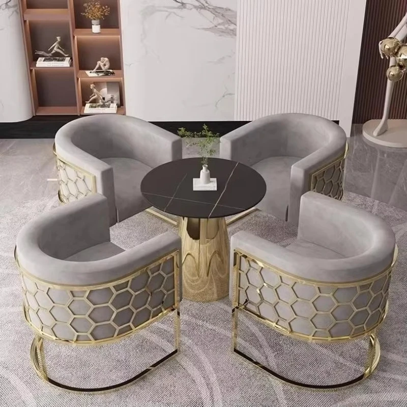 

Modern Coffee Shop Furniture Velvet Accent Armchairs Luxury Hotel Living Room Single Sofa Chair