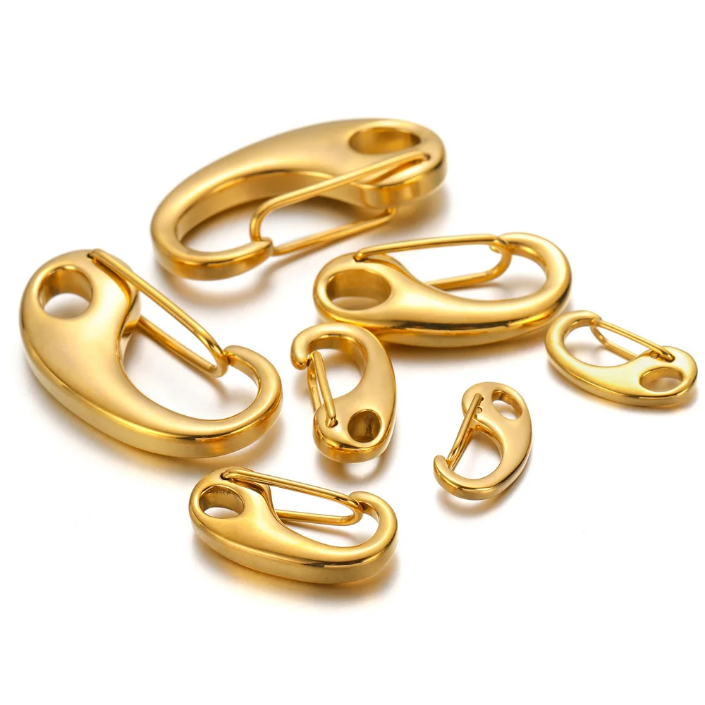 5pcs Stainless Steel D-shaped Gold Plated Lobster Clasps Hooks Connectors Necklace for DIY Jewelry Making Supplies