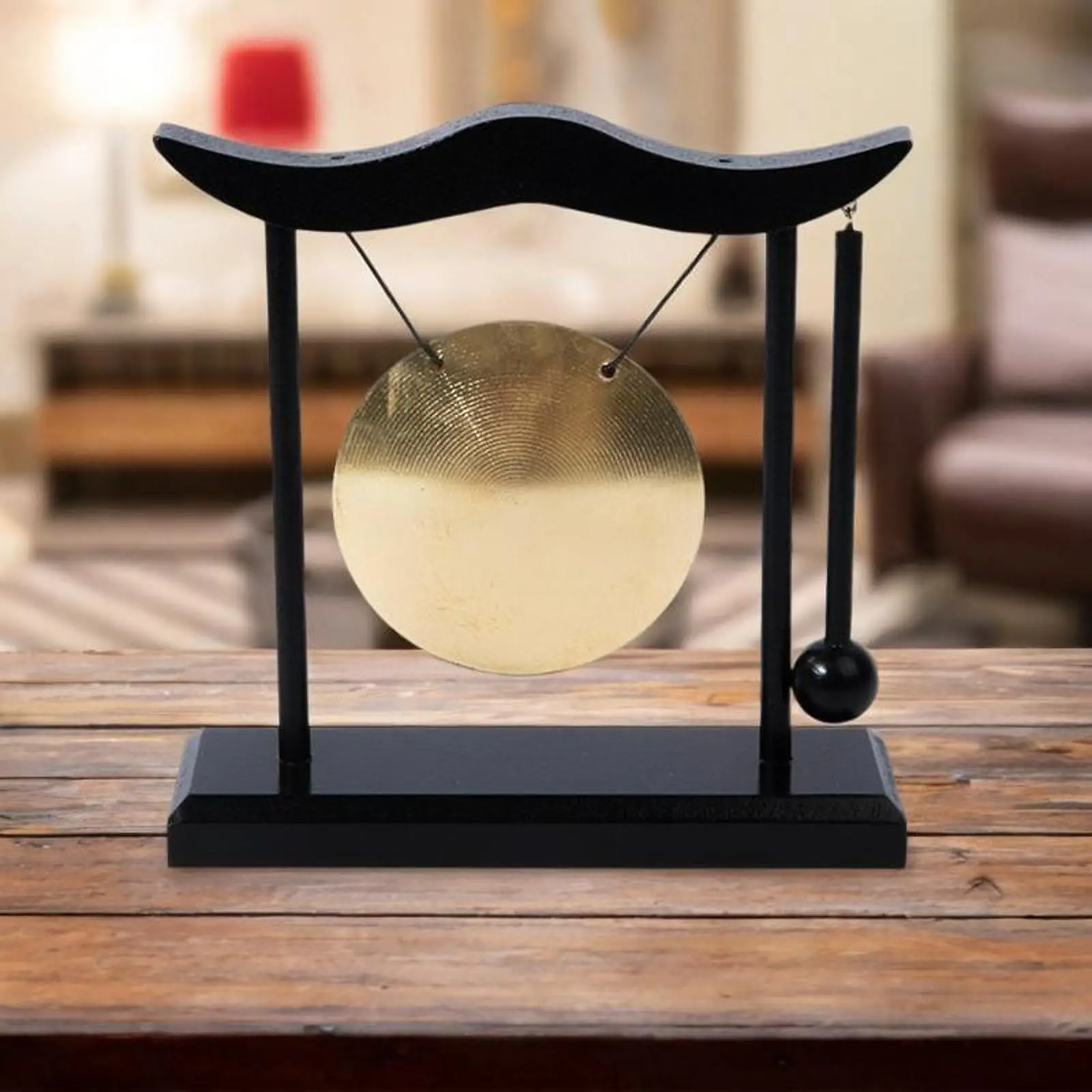 Premium Brass Gong Ornament Mini Table Gong Percussion Instrument for Home Office Decoration Crafts