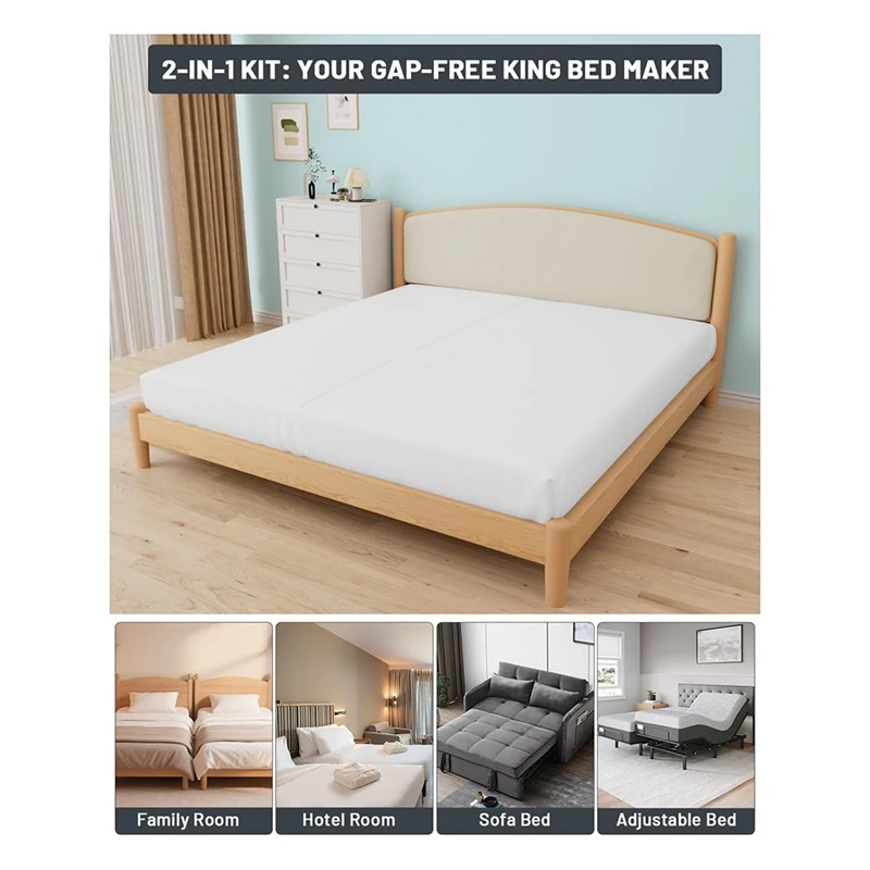 Fitted Sheet with Bed Bridge Twin XL to Converter Kit with Split Filler for Adjustable Bed-ABRM view 2