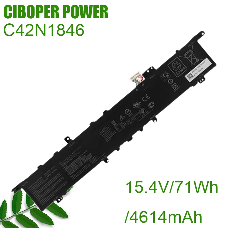 CP Original Baterai Laptop C42N1846/C42N1846-1 15.4V/71Wh untuk UX581 UX581GV untuk ZenBook Pro Duo UX581 UX581GV-H2002R 0B200-03490