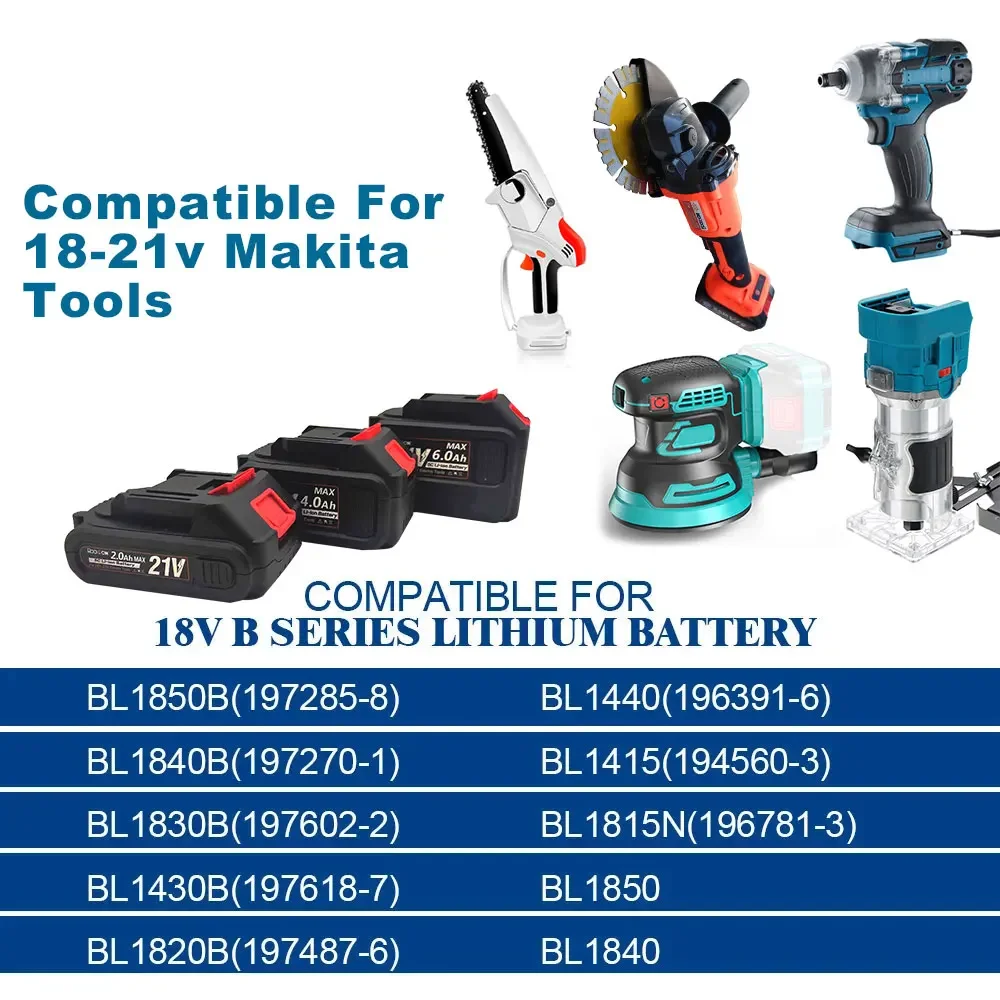 Imagem -05 - Atechargeable Atattery para 18v Akakita Iithium on na Interface Relação Attery 2h h 44h 66h or ou Ower Akita Leclectric Ower Ool com Harharharharger 21v