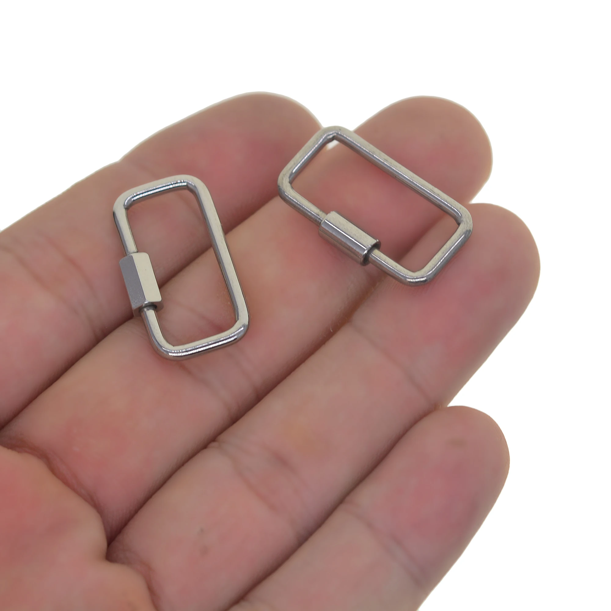 creative X Fine 25mm  1inch 304 stainless steel rectangle screw lock  hook Carabiner Keyring Keychain chain jewelry DIY