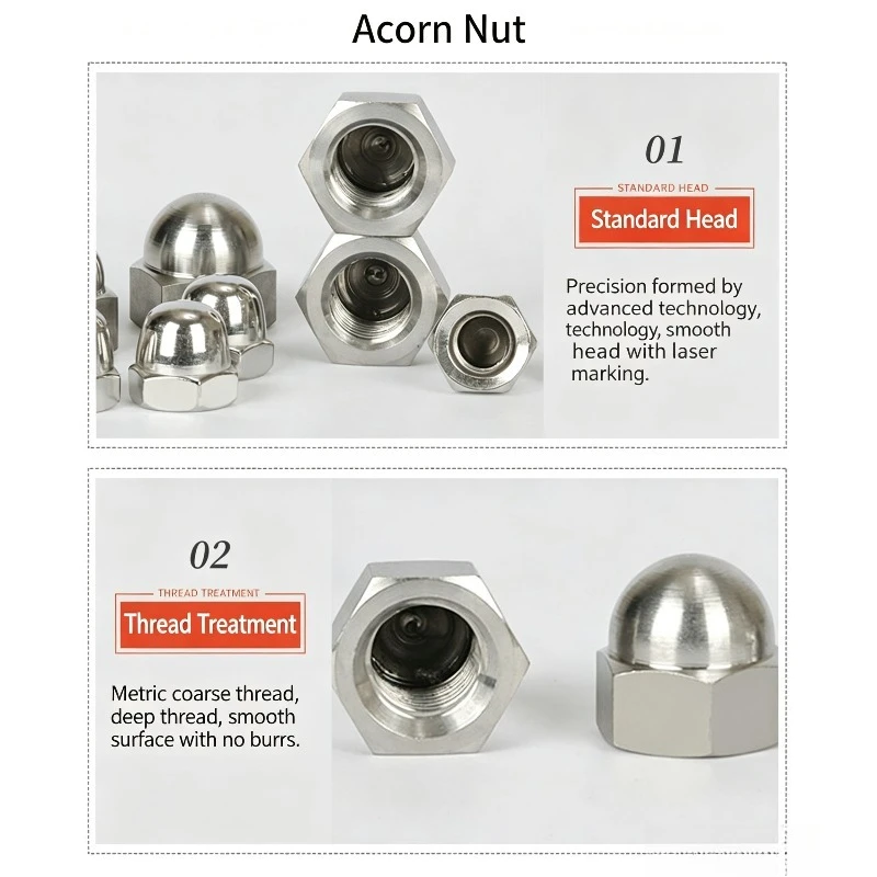 2205 2507 321 904L Stainless Steel & Hastelloy C276 Acorn Nut, Hex Dome Cap Nut DIN1587 Corrosion‑Resistant Fastener