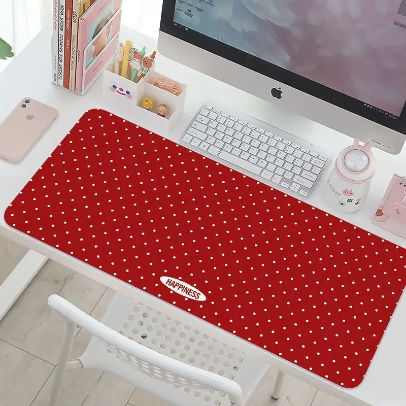 Leather Desk Pad Protector Korea Ins Colorful Polka Dots Y2K Mouse Pad Office Desk Mat Waterproof Non-Slip PU Desk Blotter Pad