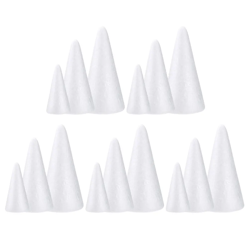 

15 Pcs Foam Cones Miniature White Cones for Kids Activities Christmas Decorations DIY Projects Kindergarten Craft Supplies