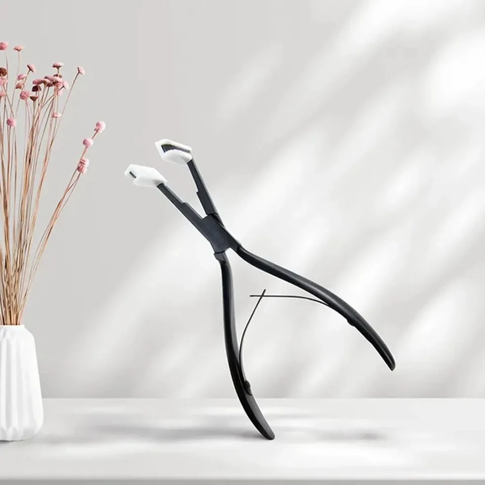 1 قطعة 7 بوصة الفضة الفولاذ المقاوم للصدأ كماشة لشريط الشعر التمديد الشريط ختم كماشة أدوات وصلات شعر الكيراتين