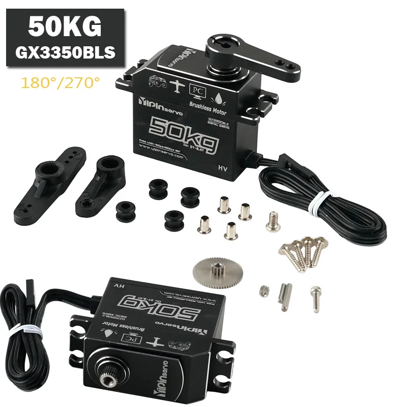 

50 кг GX3350BLS Цельнометаллический цифровой сервопривод Бесщеточный двигатель с высоким крутящим моментом 180 ° /270 ° Детали сервоприводов с регулируемым углом наклона для радиоуправляемого автомобиля-робота