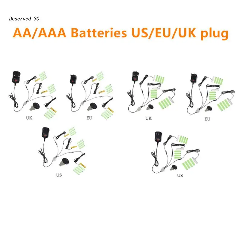 AC-DC 3 w 1 AA/AAA Adapter eliminatora baterii wymień 2-8 baterii AA/AAA z konwerterem zasilania usa/wielkiej brytanii/ue na świąteczne oświetlenie