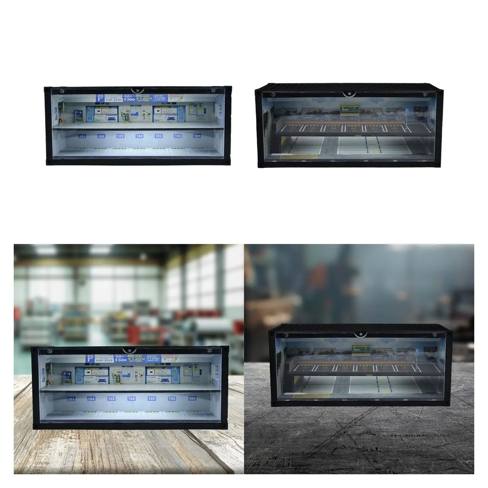 

1/64 Scale Miniature Car Garage Diecast Display Case with Light for Cars Toys Collection