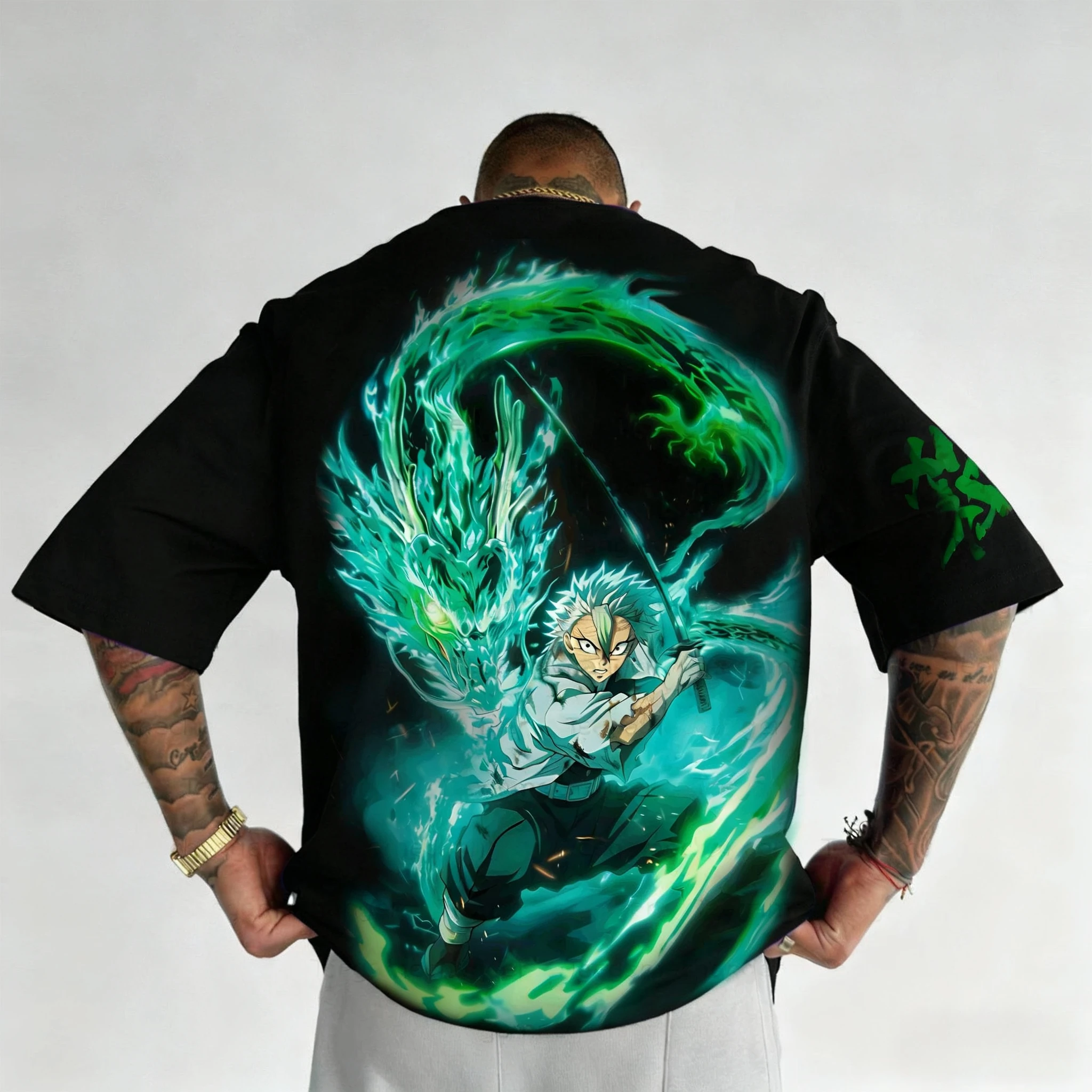 Demon Slayer Anime Trendy T-shirt 2025 Heren Zomer Nieuwe Originele Kleur Gedrukt Grote Casual Losse Ouder-kind Korte Mouw Top