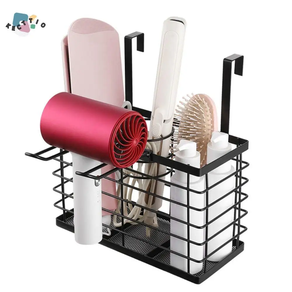 

Wall-Mounted Hair Dryer Holder Rustproof Punch-free Hairdressing Tool Storage Rack Multifunctional Space Saving