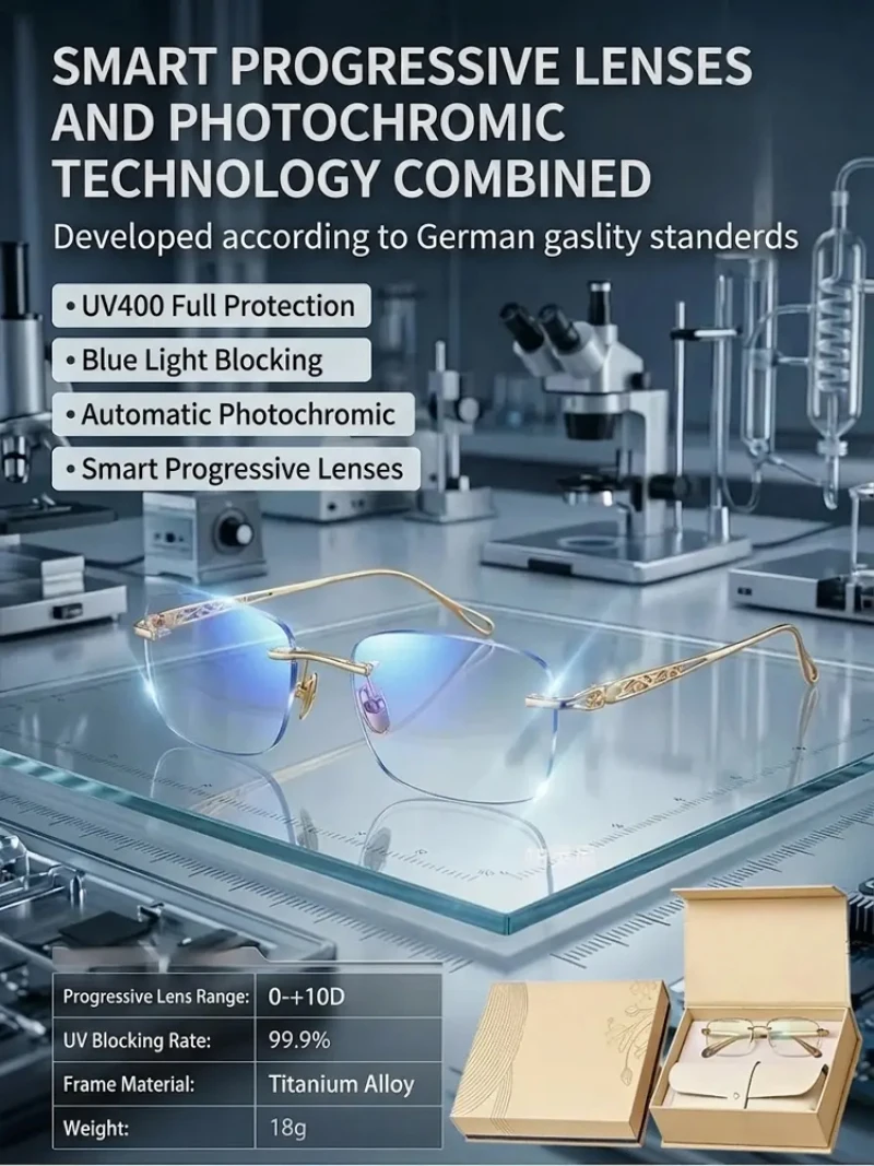 Smart Zoom Anti Blue Light Reading Glasses Progressive Multifocal Auto Focus HD Unisex Presbyopia Eyeglasses for Men Women