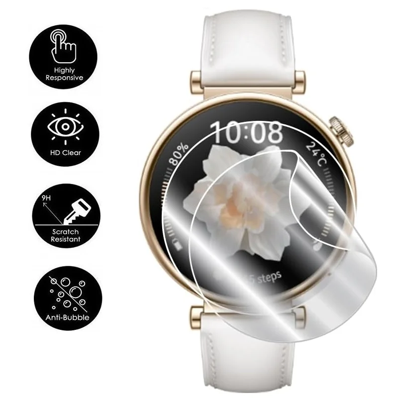 Pelindung layar hidrogel TPU, 10 buah untuk jam tangan Huawei GT4 41mm 46mm jam tangan pintar HD bening lembut Film pelindung antigores