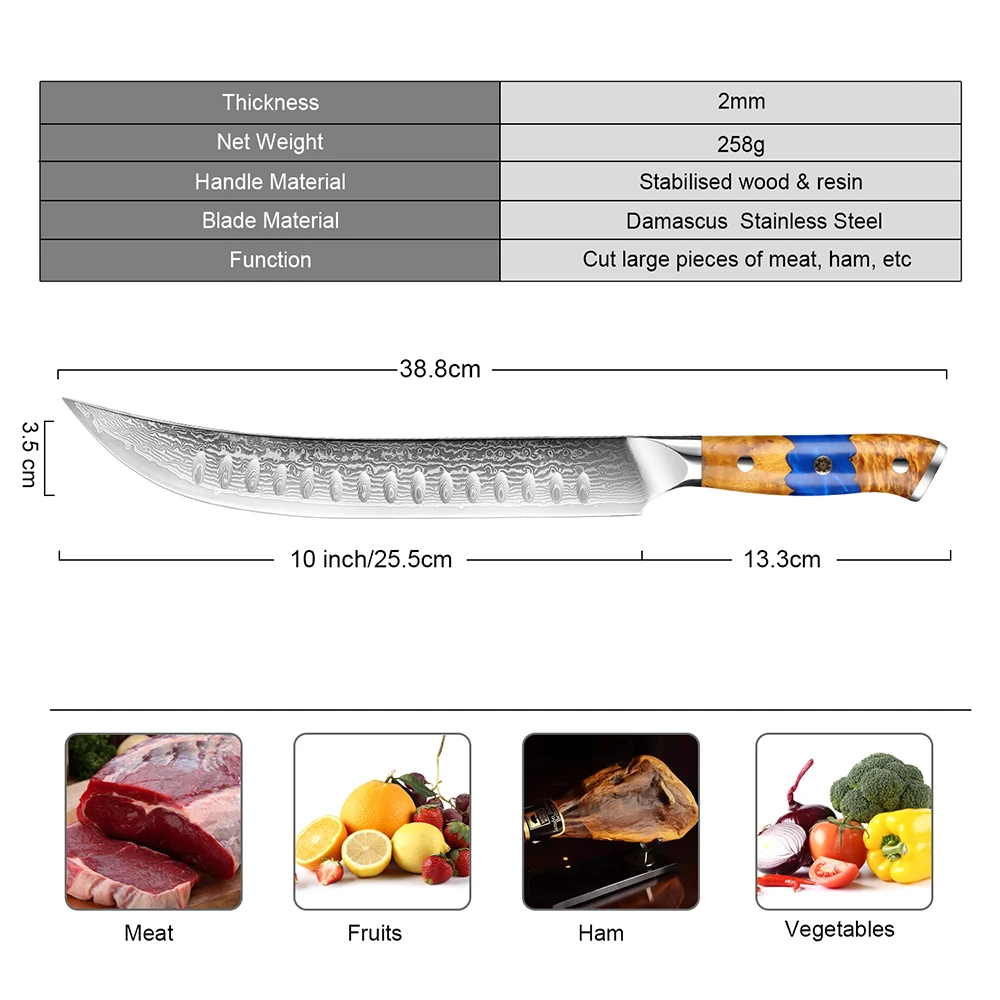 XITUO coltello per affettare petto coltello da cucina giapponese damasco Super Steel coltello per affettare affilato trattato sottovuoto coltello