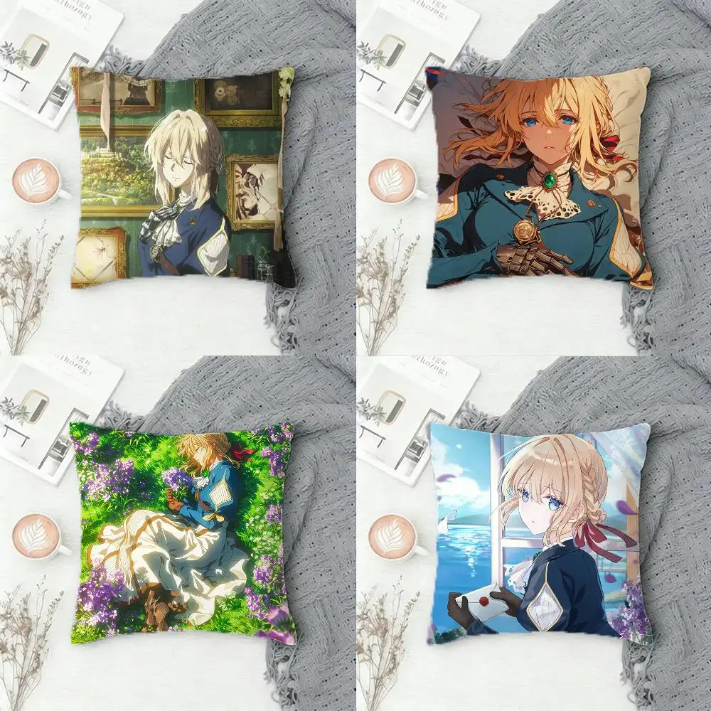 

V-Violet Evergarden Double-sided Printed Square Decorative Cushion Cover for Sofa Living Room Home Decor