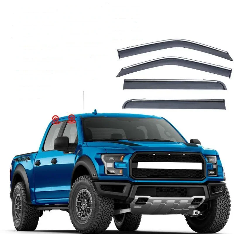 Window Visor Rain Guard Side Window Deflector Weather Shield For Ford Raptor F150 F-150 2008 2009 2010 2011 2012 2013 2014 -2023