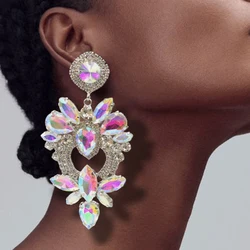 Stonefans Rhinestone Chandelier Earrings for Women Luxury Crystal Queen Accessories Statement Dangle Earrings 2023 Large Jewelry