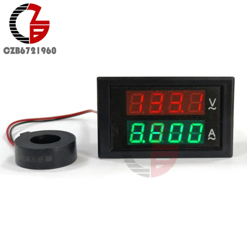 4-digit 0.39-inch LED Digital Voltmeter Ammeter AC 80.0-300.0V 100A Volt Voltage Current Tester Meter With Currrent Transformer