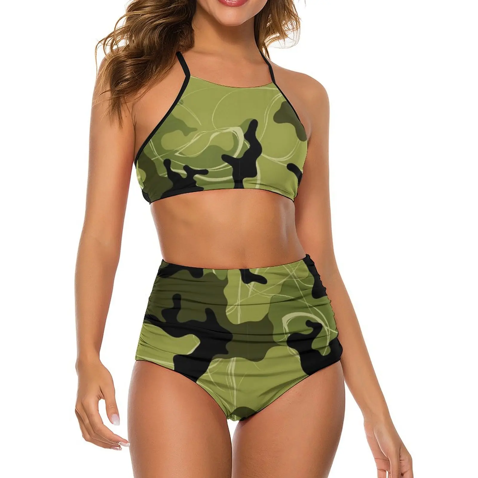 

Sexy Colorful Camo Bikini Set Cool Hunter Camouflage Stylish Bikini Swimsuit High Waist Swimwear Beach Oversize Feminine Bikinis