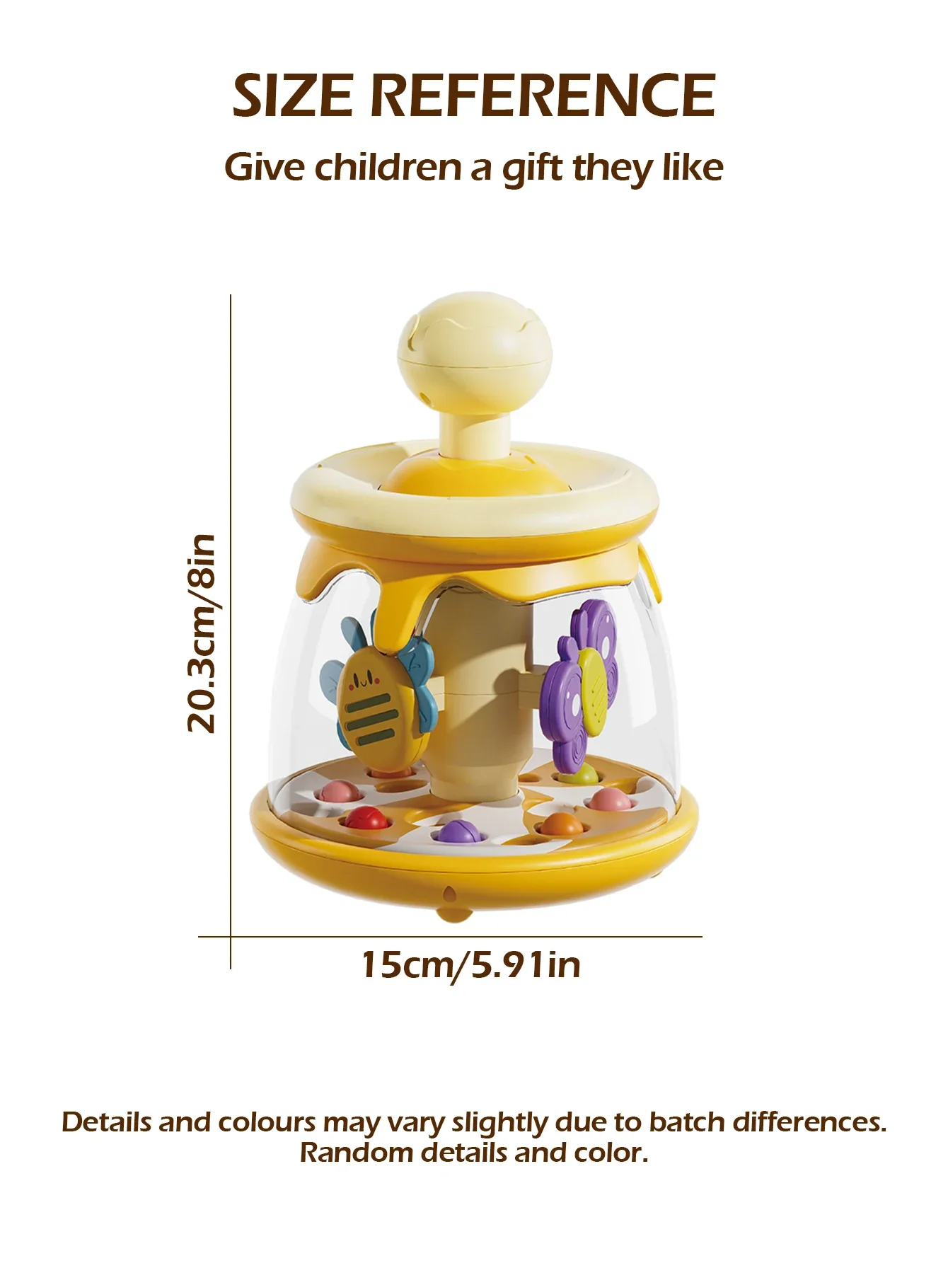 Jouets éducatifs à presser pour enfants de 6 mois et plus, rotatifs avec insectes et boules, coordination des mains, cadeau de noël apaisant, 1 pièce